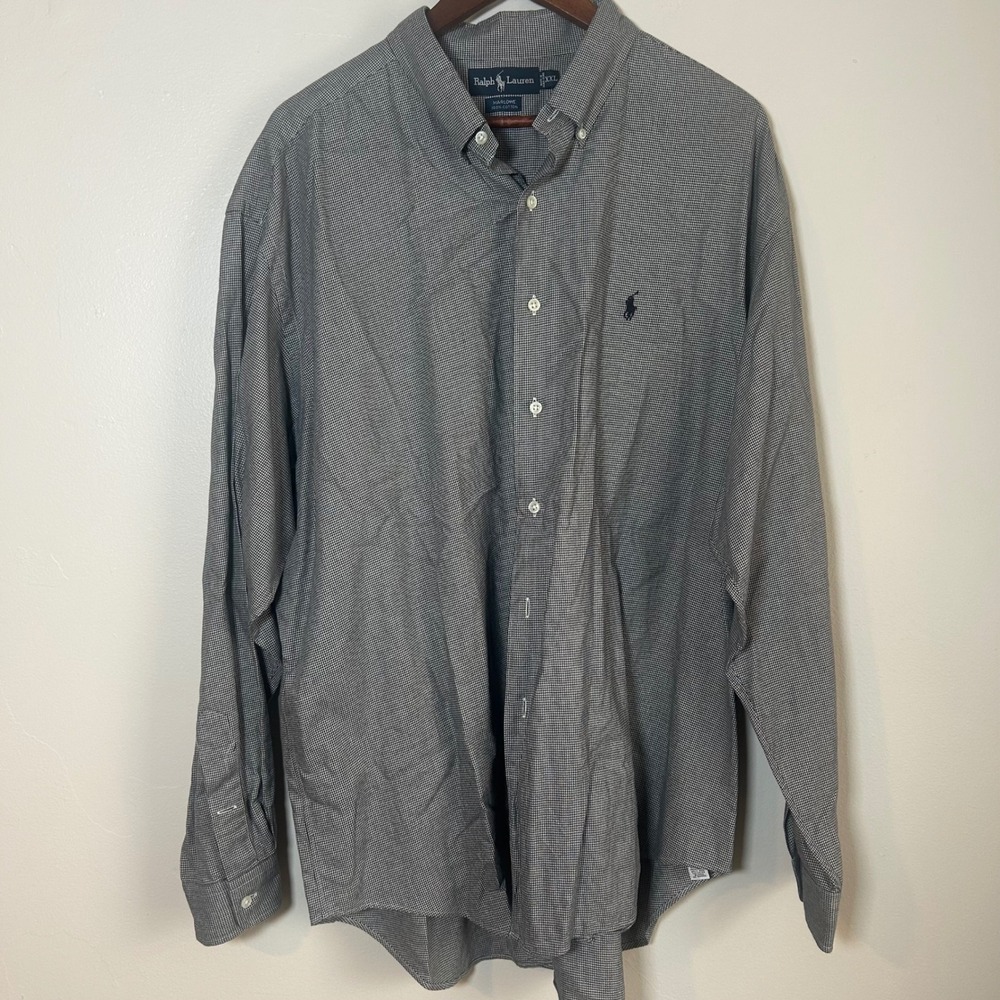Ralph Lauren Marlowe Shirt Mens XXL Black White Houndstooth Button Down Cotton